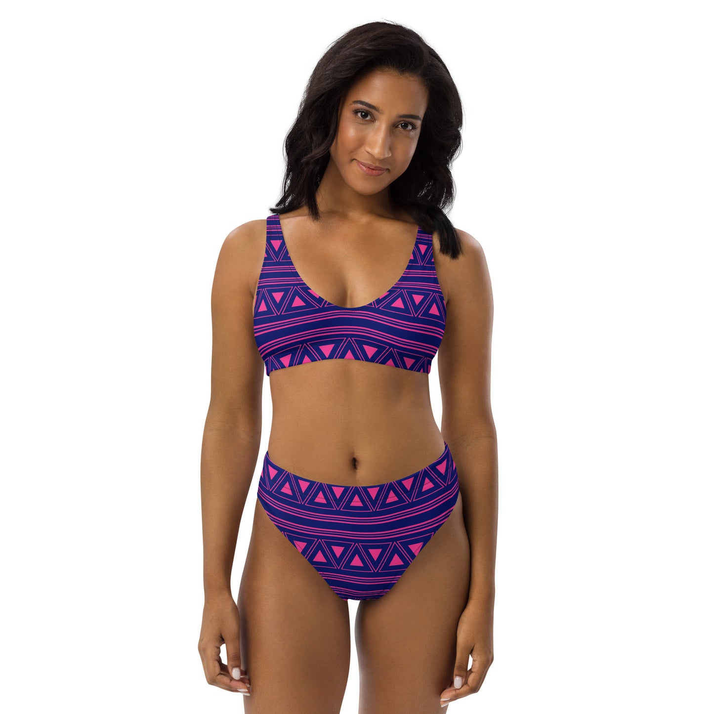 Purple Ethnic Tribal Recycled High Waisted Bikini for Women