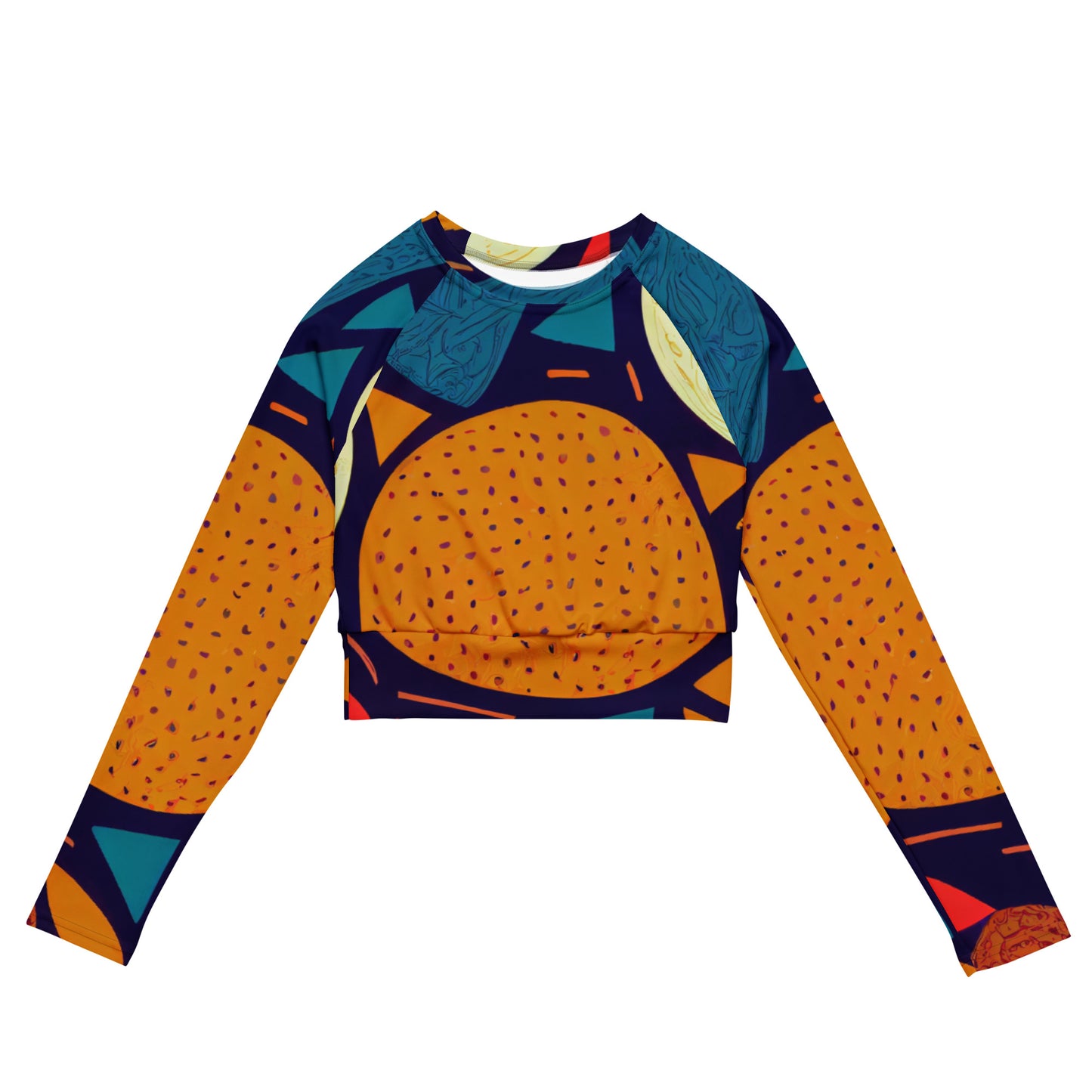 Mehrfarbiges Langarm-Crop-Top für Damen