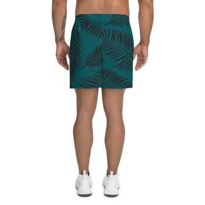 Men's Green  Leaf Pattern Athletic Shorts