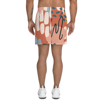Men's Brown Abstract Print  Multicolored Athletic Shorts