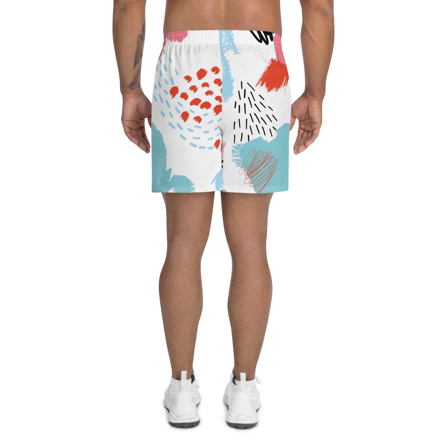 Red Blue Men's Paint Abstract Athletic Shorts