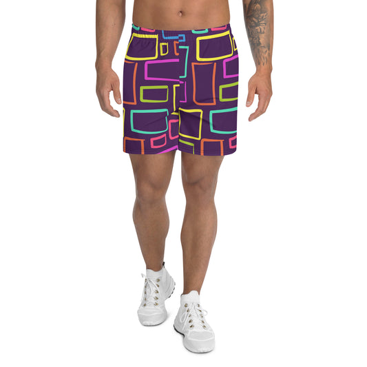 Multicoloured Box Print  Men's Athletic Shorts