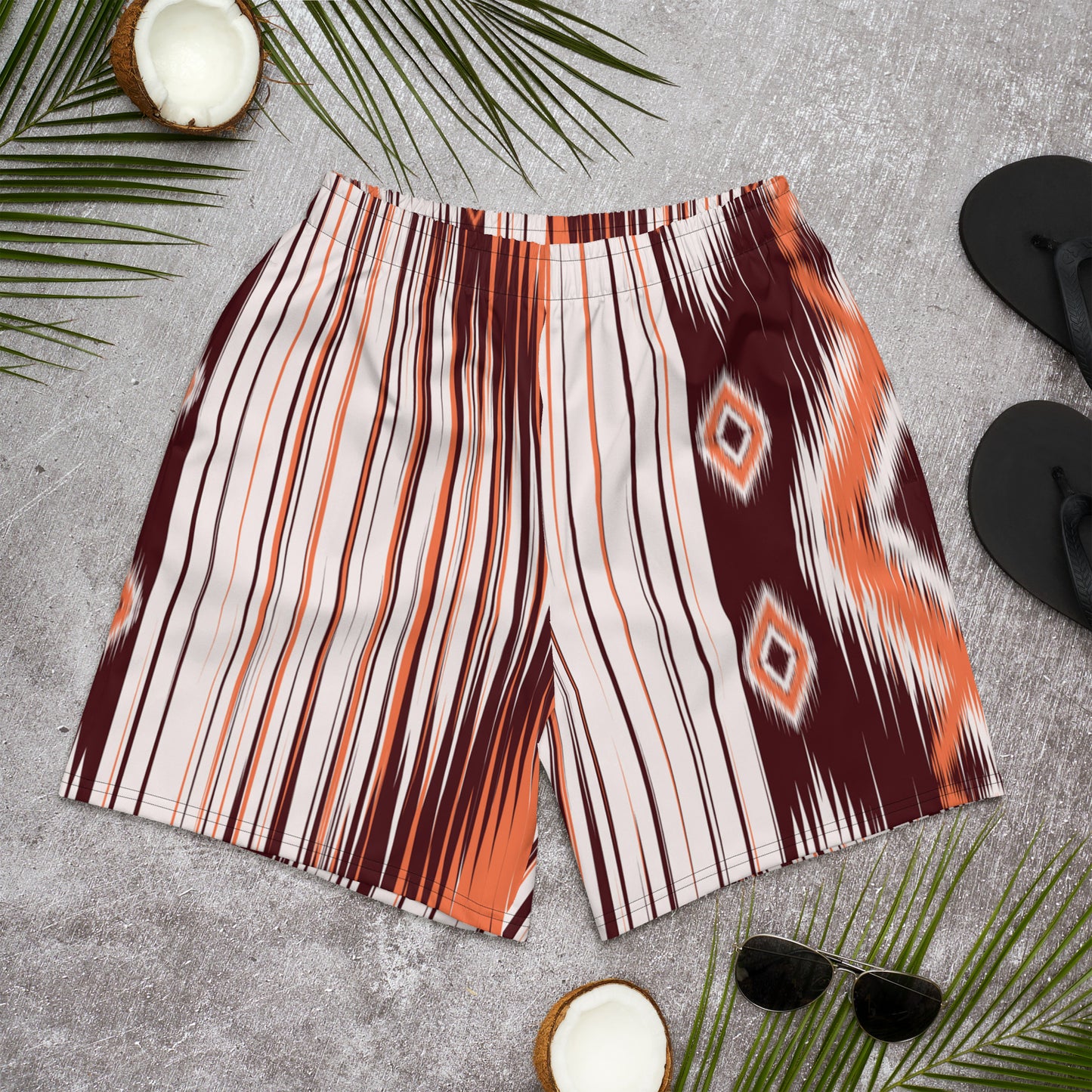 Braune Herren-Shorts mit Azteken-Print