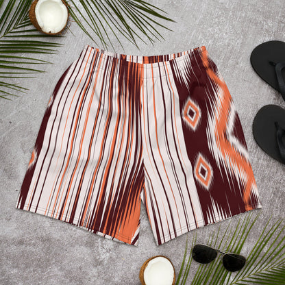 Braune Herren-Shorts mit Azteken-Print