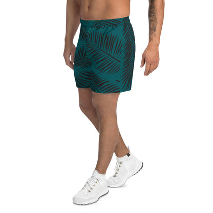 Men's Green  Leaf Pattern Athletic Shorts