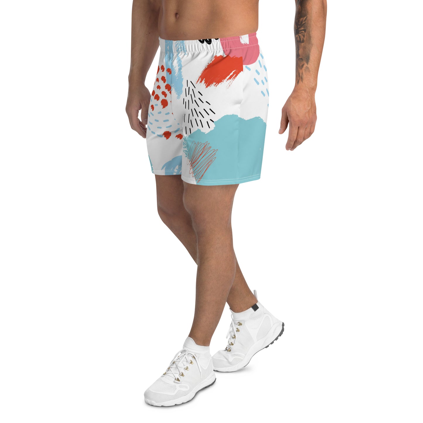Red Blue Men's Paint Abstract Athletic Shorts