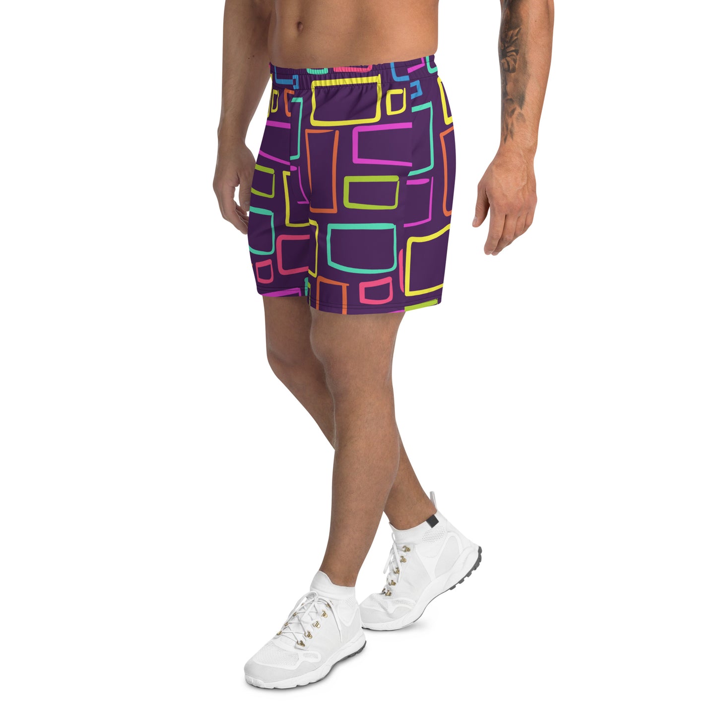 Multicoloured Box Print  Men's Athletic Shorts