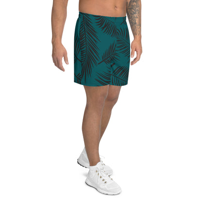 Men's Green  Leaf Pattern Athletic Shorts