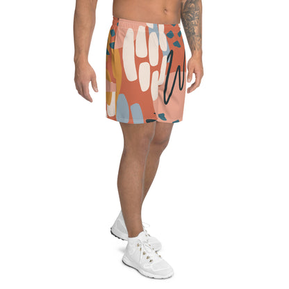 Men's Brown Abstract Print  Multicolored Athletic Shorts