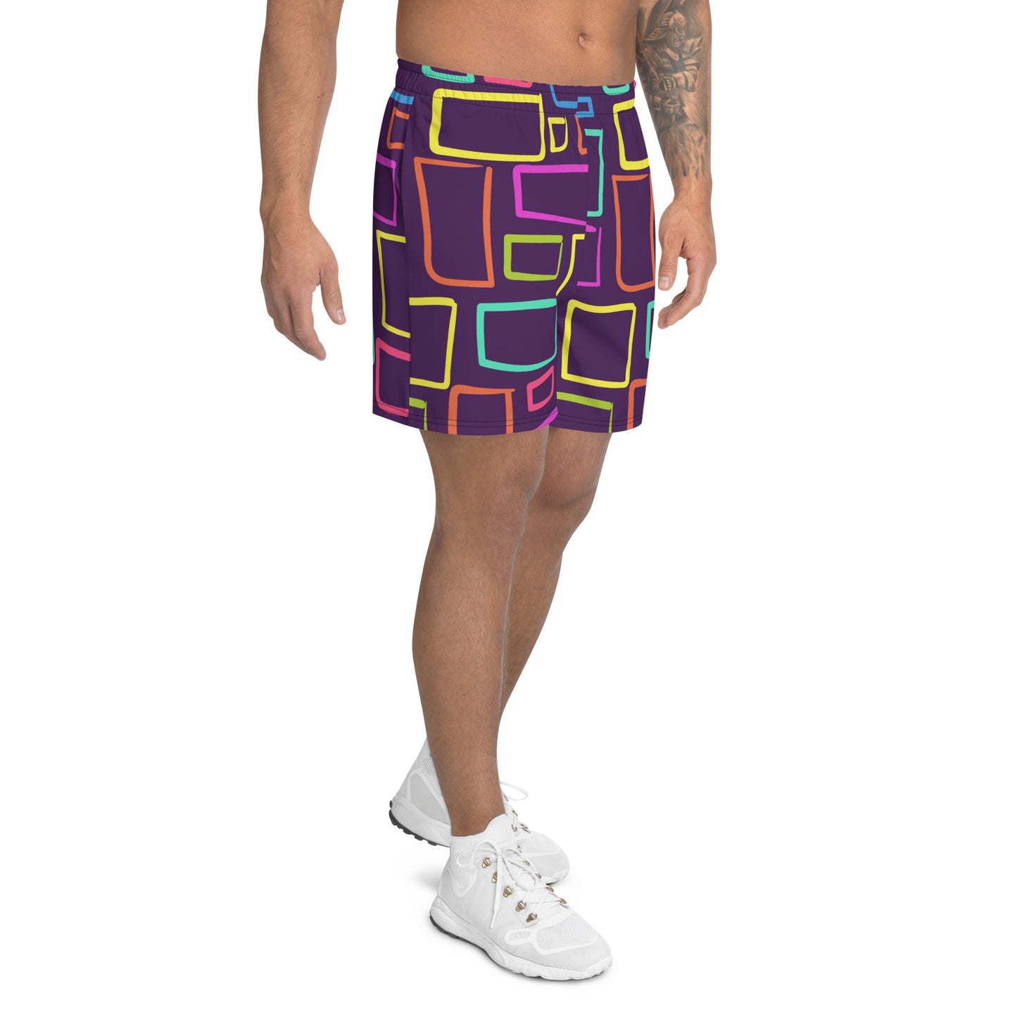Multicoloured Box Print  Men's Athletic Shorts
