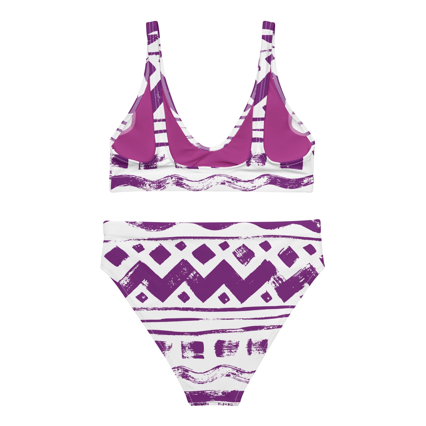Purple Print Women Recycled High-Waisted Bikini