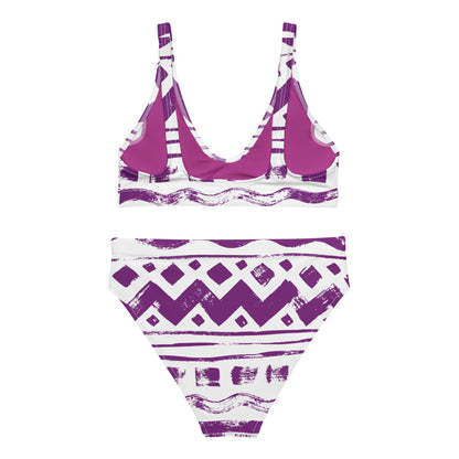 Purple Print Women Recycled High-Waisted Bikini