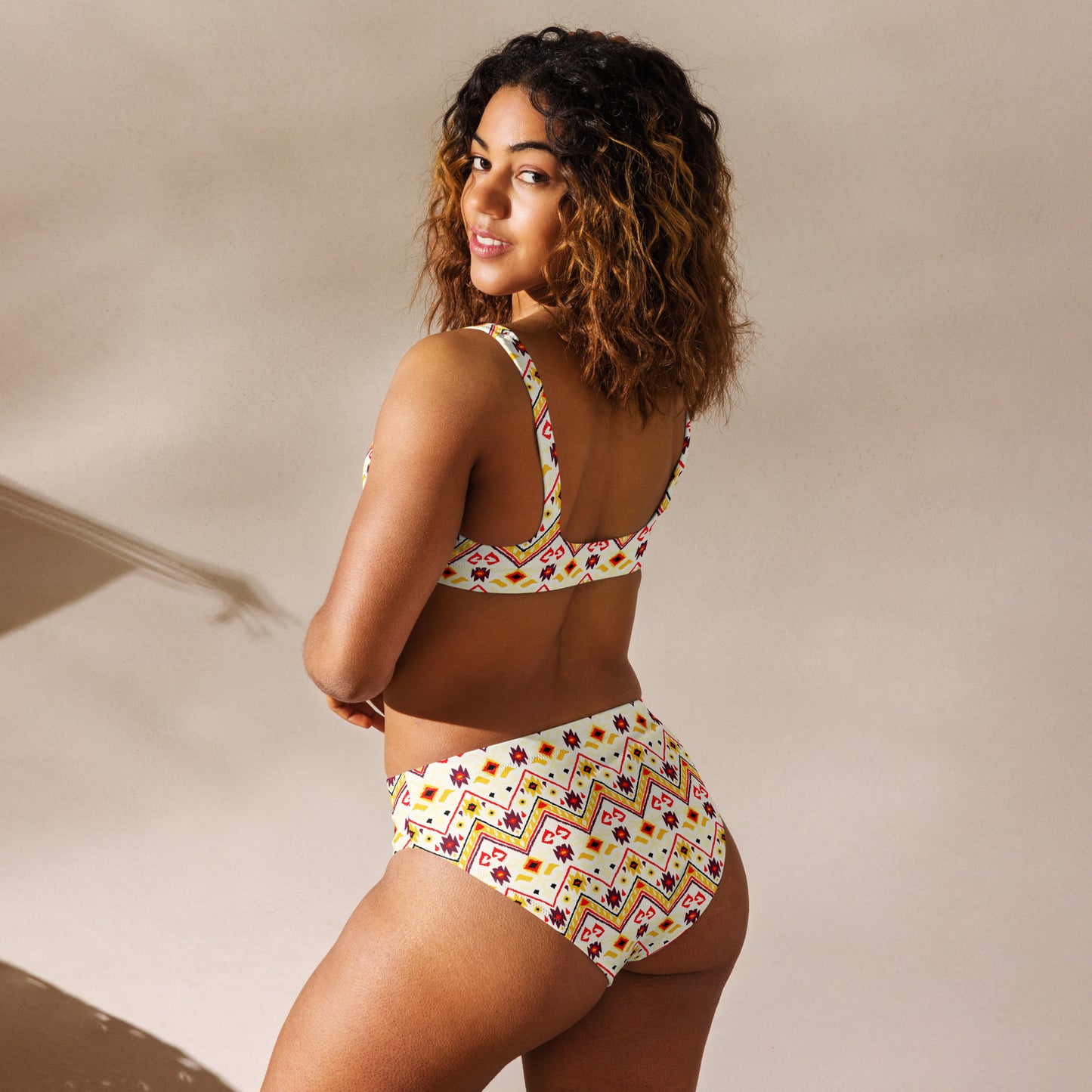 Yellow African Pattern Aztec Recycled  Bikini