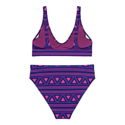 Purple Ethnic Tribal Recycled High Waisted Bikini for Women