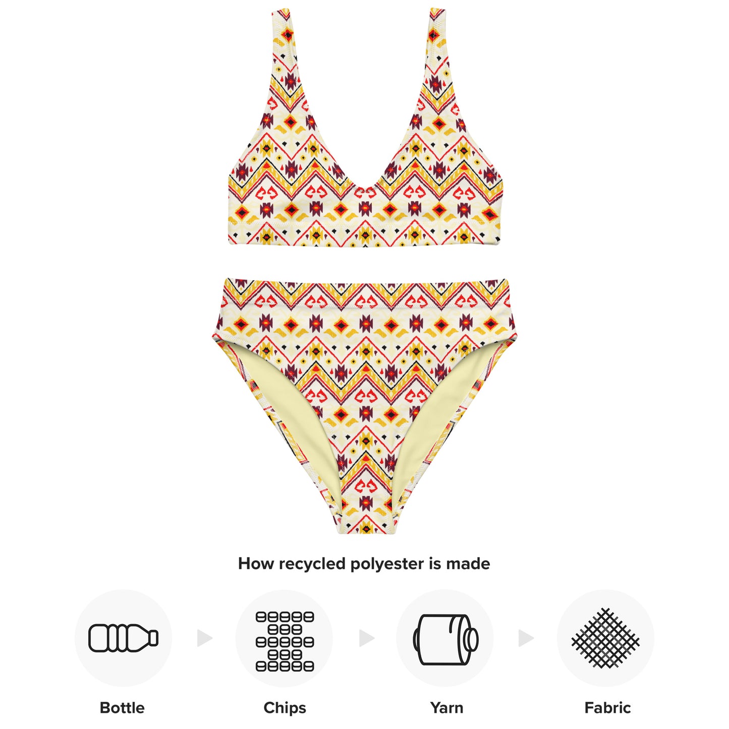 Yellow African Pattern Aztec Recycled  Bikini