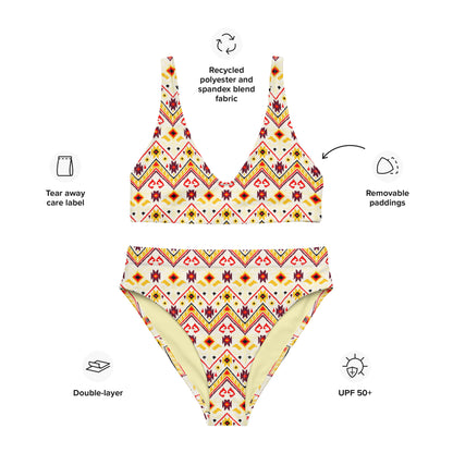 Yellow African Pattern Aztec Recycled  Bikini
