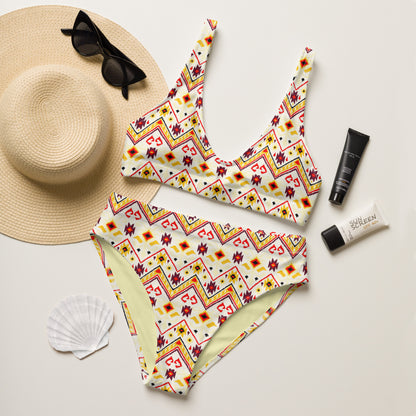 Yellow African Pattern Aztec Recycled  Bikini