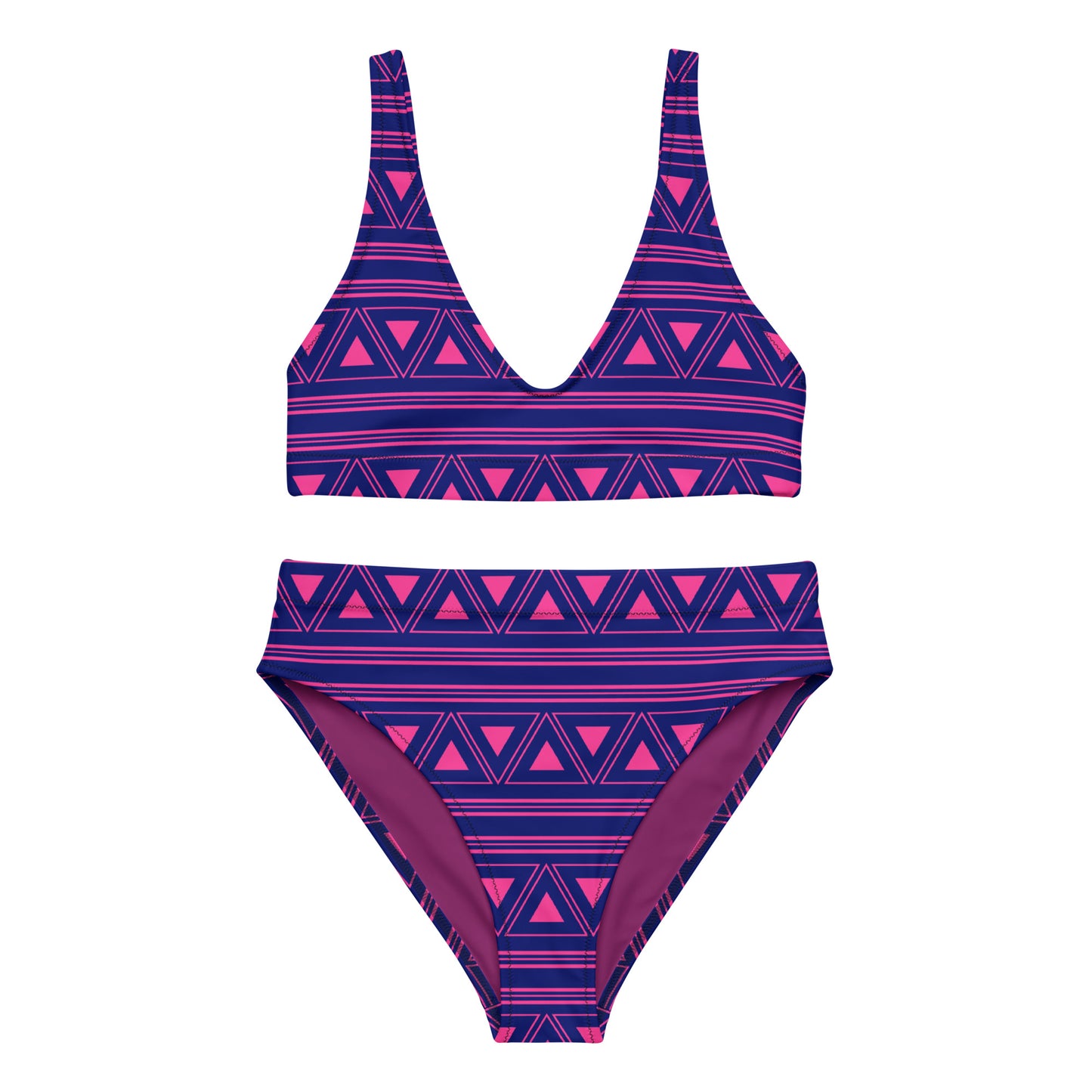 Purple Ethnic Tribal Recycled High Waisted Bikini for Women