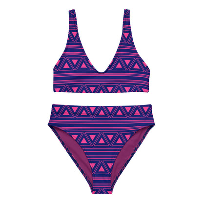 Purple Ethnic Tribal Recycled High Waisted Bikini for Women