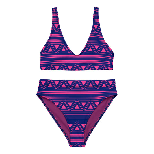 Purple Ethnic Tribal Recycled High Waisted Bikini for Women