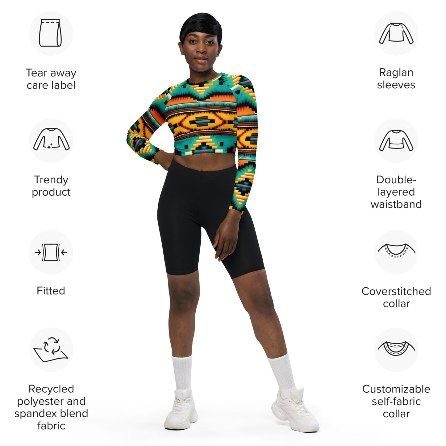 Abenaa Langarm-Crop-Top