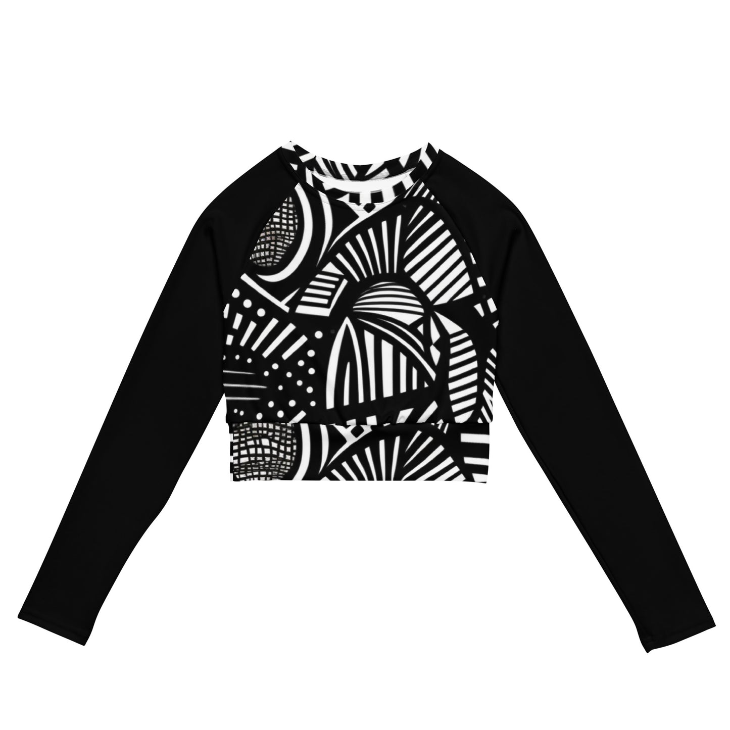 Pull court à manches longues en polyester recyclé Chromo pour femme noir