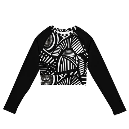 Pull court à manches longues en polyester recyclé Chromo pour femme noir