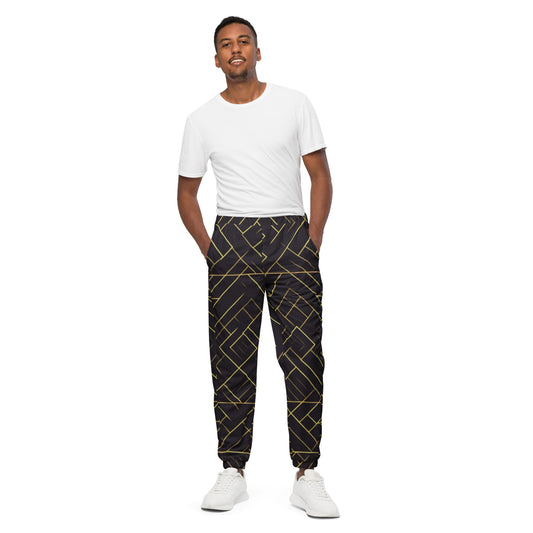Draft Black and Gold Printed Unisex Track Pants