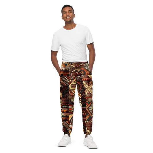 Cosmo Brown African Pattern Printed Track Pants