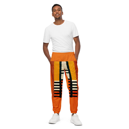Orange Multi Colored Print Track Pants